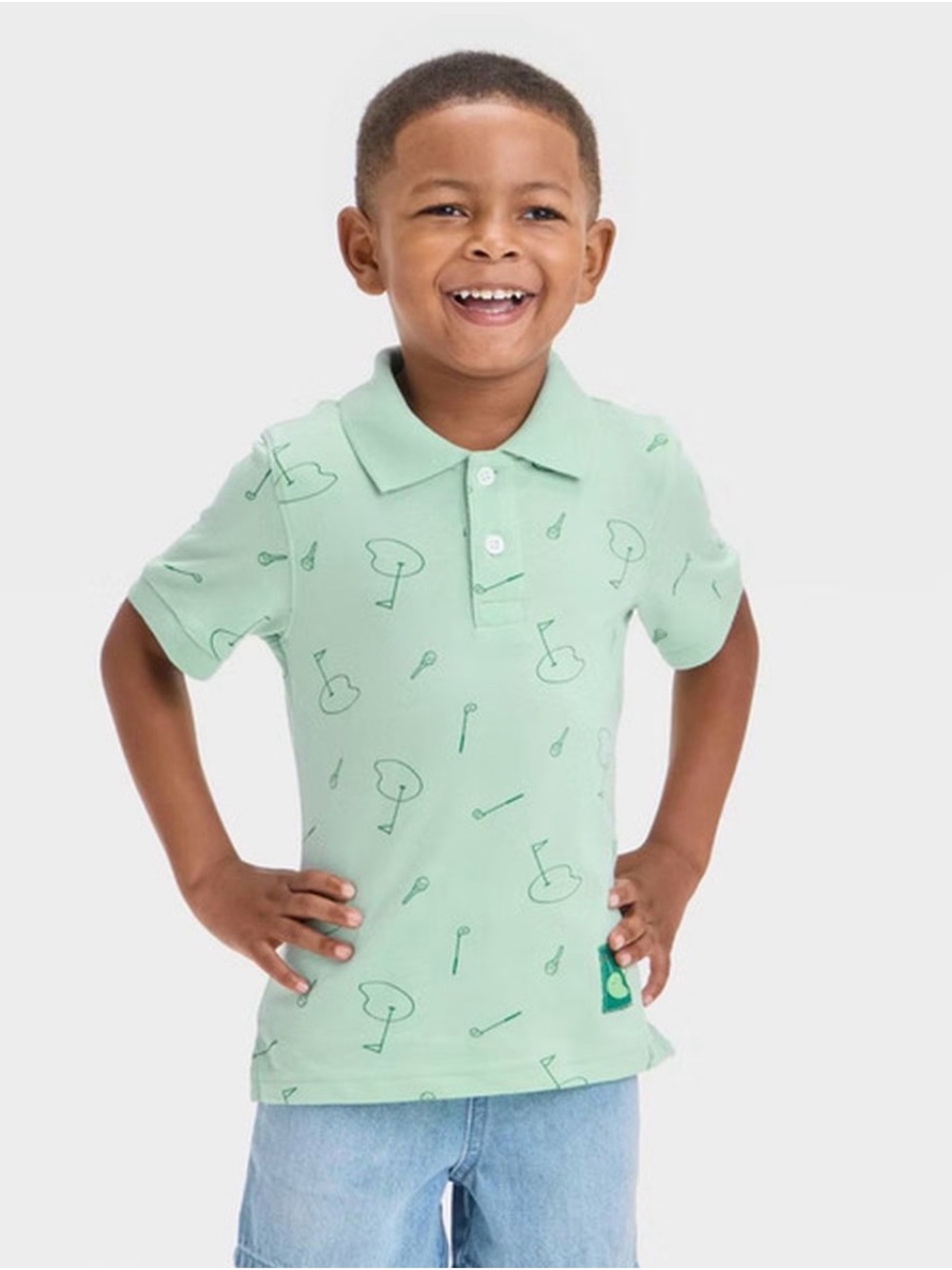 Cat & Jack Boys' Mint Green Golf Polo Shirt